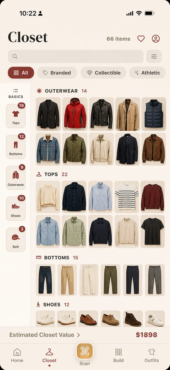 Your closet, every piece valued and organized